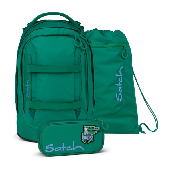 satch Pack Schulrucksack Set Fearless Green